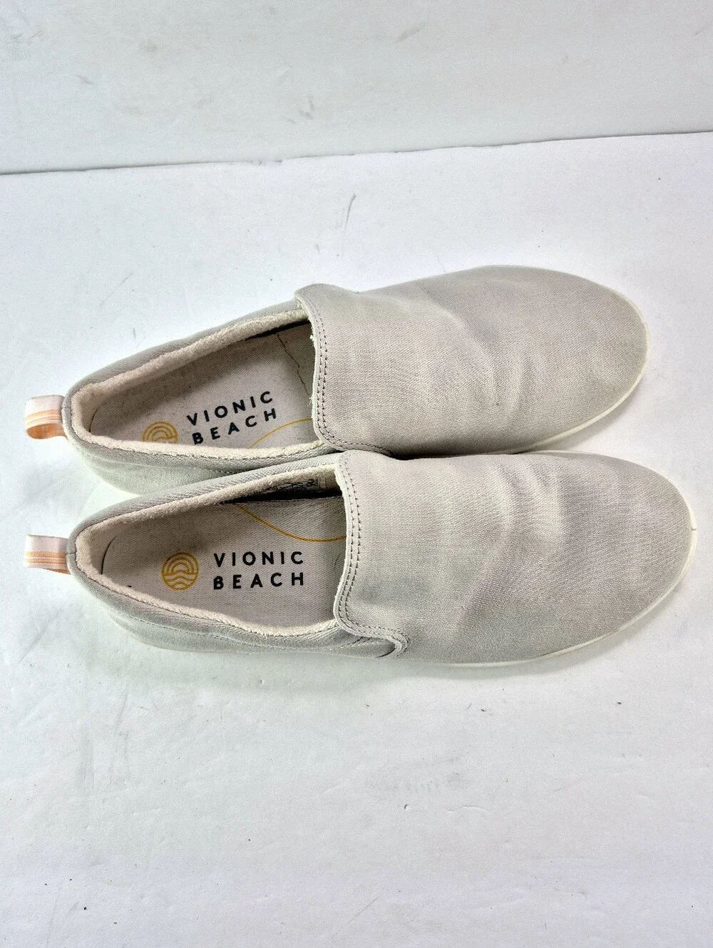 Vionic Beach Marshall Canvas Laceless Slip-On Sneaker Vapor Gray 8.5 Orthotic.